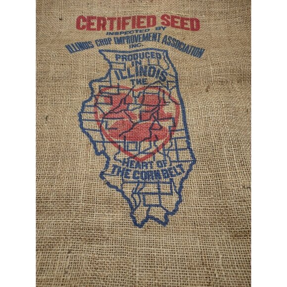 New Unused Vintage Fulton Ratscat Certified Illinois Seed Crop Burlap Gunny Sack - Picture 15 of 16
